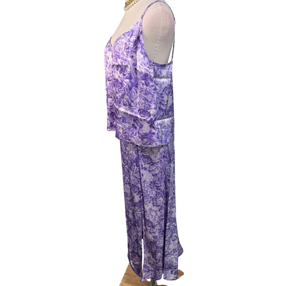 GANNI Heavy Satin Top + Pierced Detail Skirt Set violet tulip size 42 US 10/12 - Picture 10 of 16